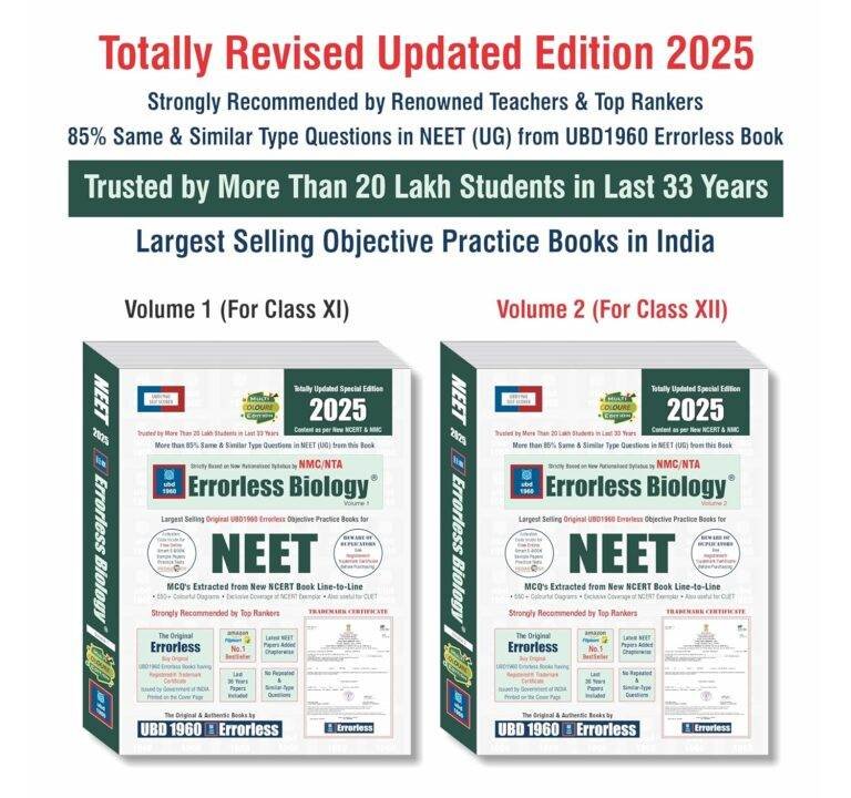 Errorless Biology NEET Book 2025 (Latest Edition)