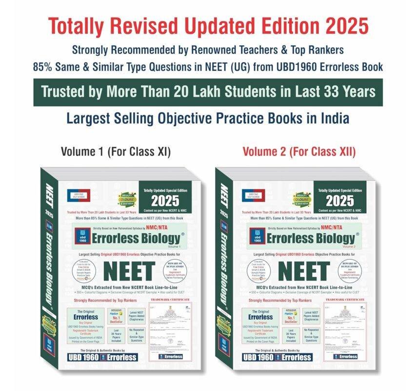Errorless Biology NEET Book 2025 (Latest Edition)