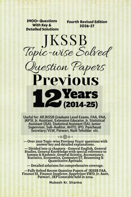 Mukesh Sharma JKSSB PYQ 2014 to 2025 (Latest Edition)