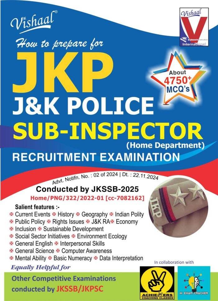 Vishaal Jammu Kashmir Police Sub Inspector JKPSI Book 2025