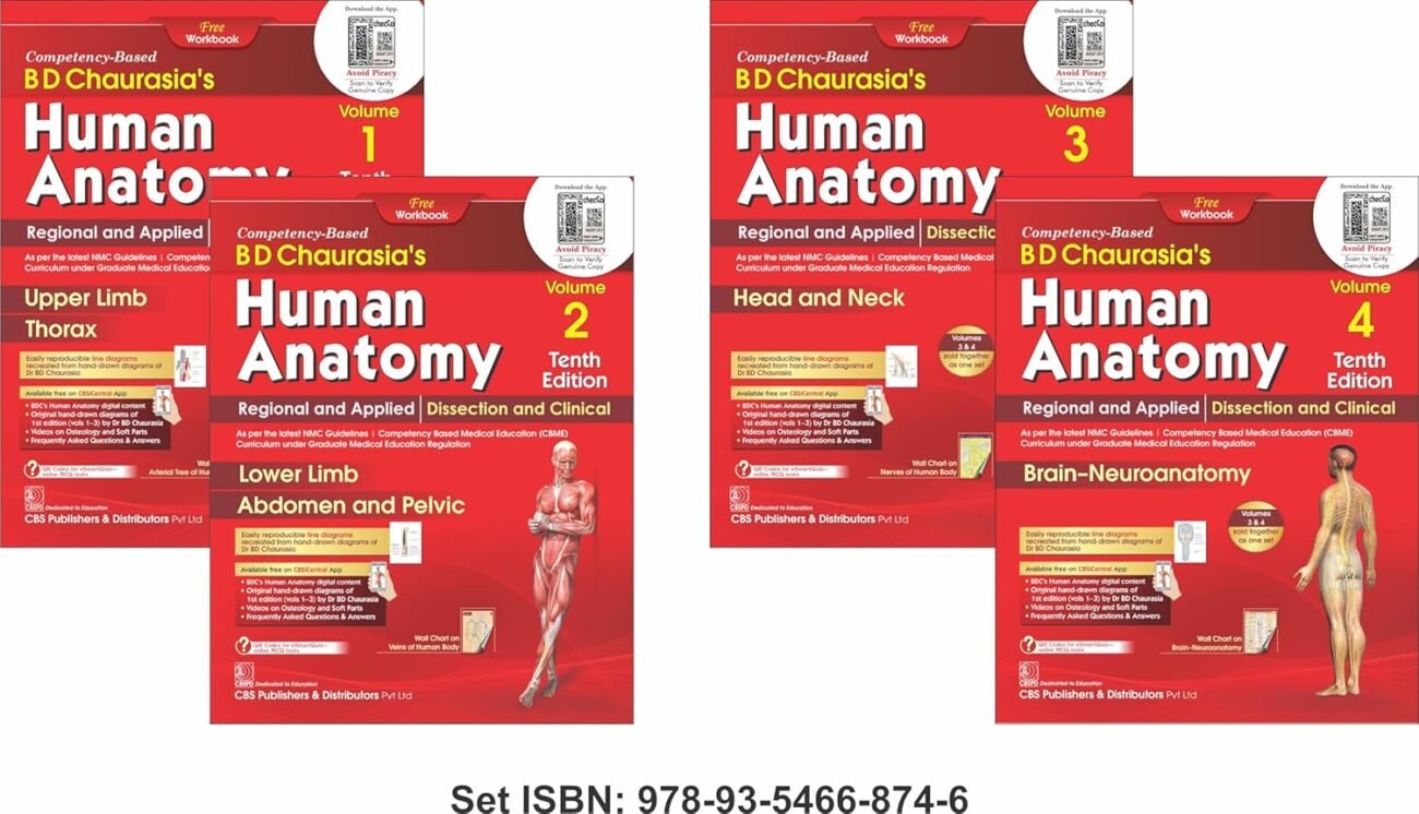 CBS B.D. CHAURASIA'S HUMAN ANATOMY 9th Edition 4 Volume || MBBS First Year Anatomy Book (Latest Edition)