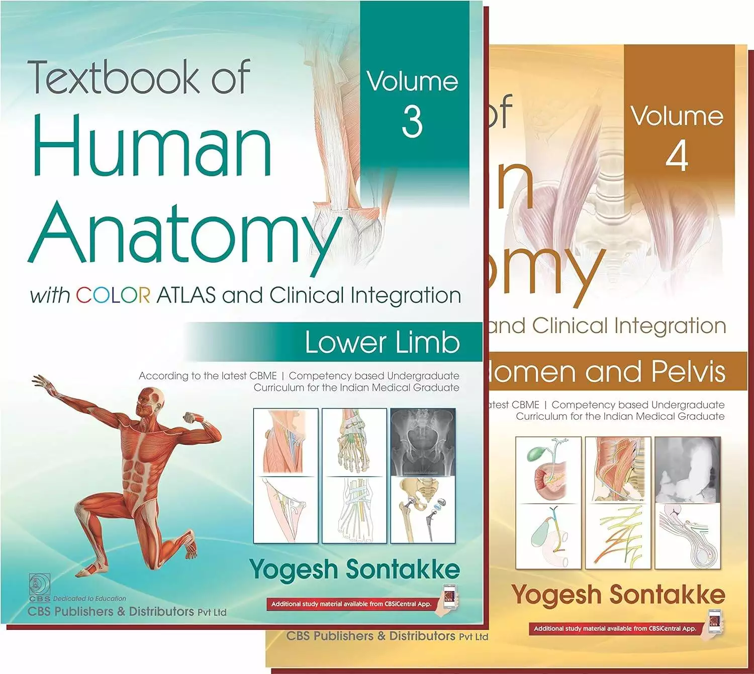 CBS Textbook of Human Anatomy With Color Atlas and Clinical Integration 2 Vol Set (Vol 3 Lower Limb & Vol 4 Abdomen and Pelvis) for MBBS First Year