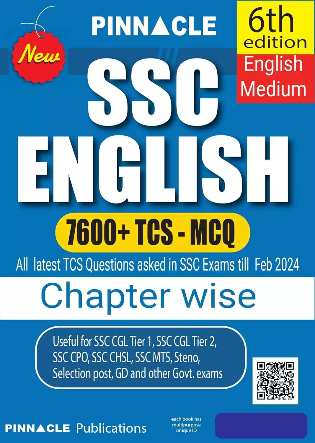 Pinnacle SSC English 7600 MCQ Latest edition 2025 (Sixth Edition)