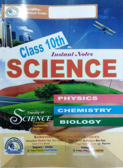 JKBOSE Instant Notes for Class 10th Science 2025