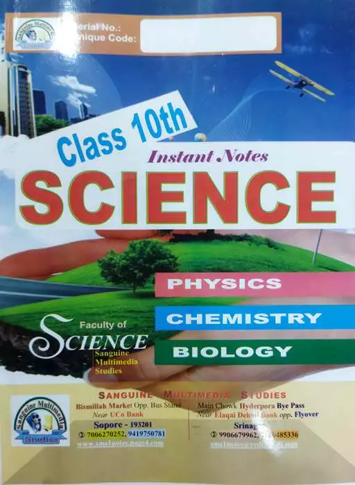 JKBOSE Instant Notes for Class 10th Science 2025